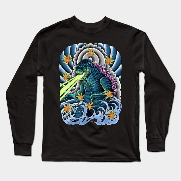 king of monster japanese tattoo Long Sleeve T-Shirt by polkadothero